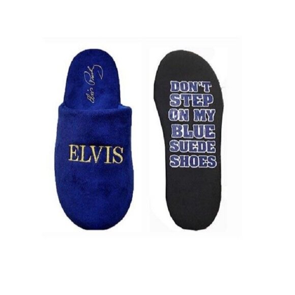 Elvis Shoes - New NIP Elvis Presley Blue Suede Shoes Slippers One Size Fits Most Night Slip On
